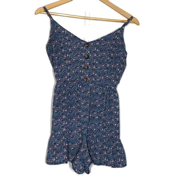 Socialite Sleeveless Romper in Blue Ditsy - Picture 1 of 11
